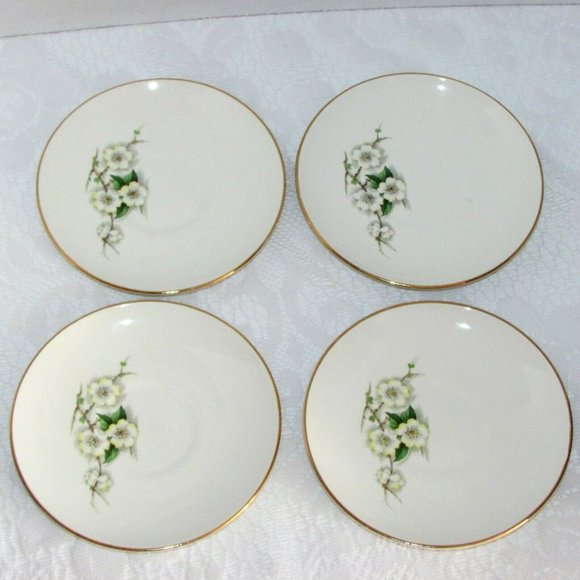 Georgian China Spring Blosdom 4 Coffee Cups & Saucers Vintage Teacups - Picture 6 of 13